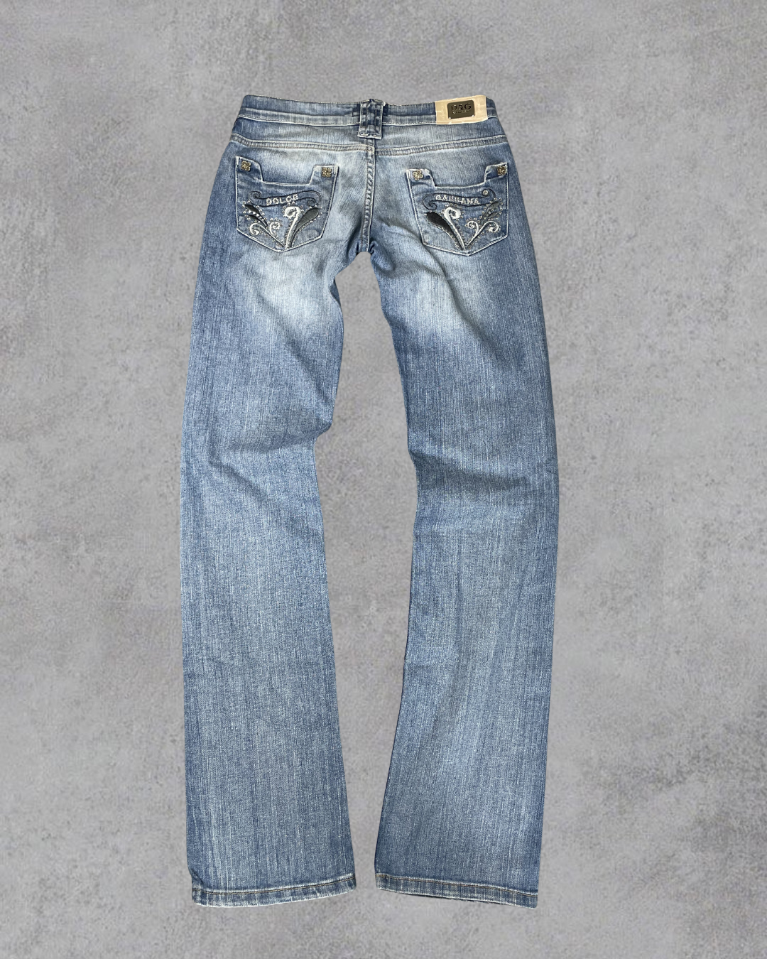 Dolce & Gabbana Strass Pocket Straight Leg Low Waist Jeans (S)