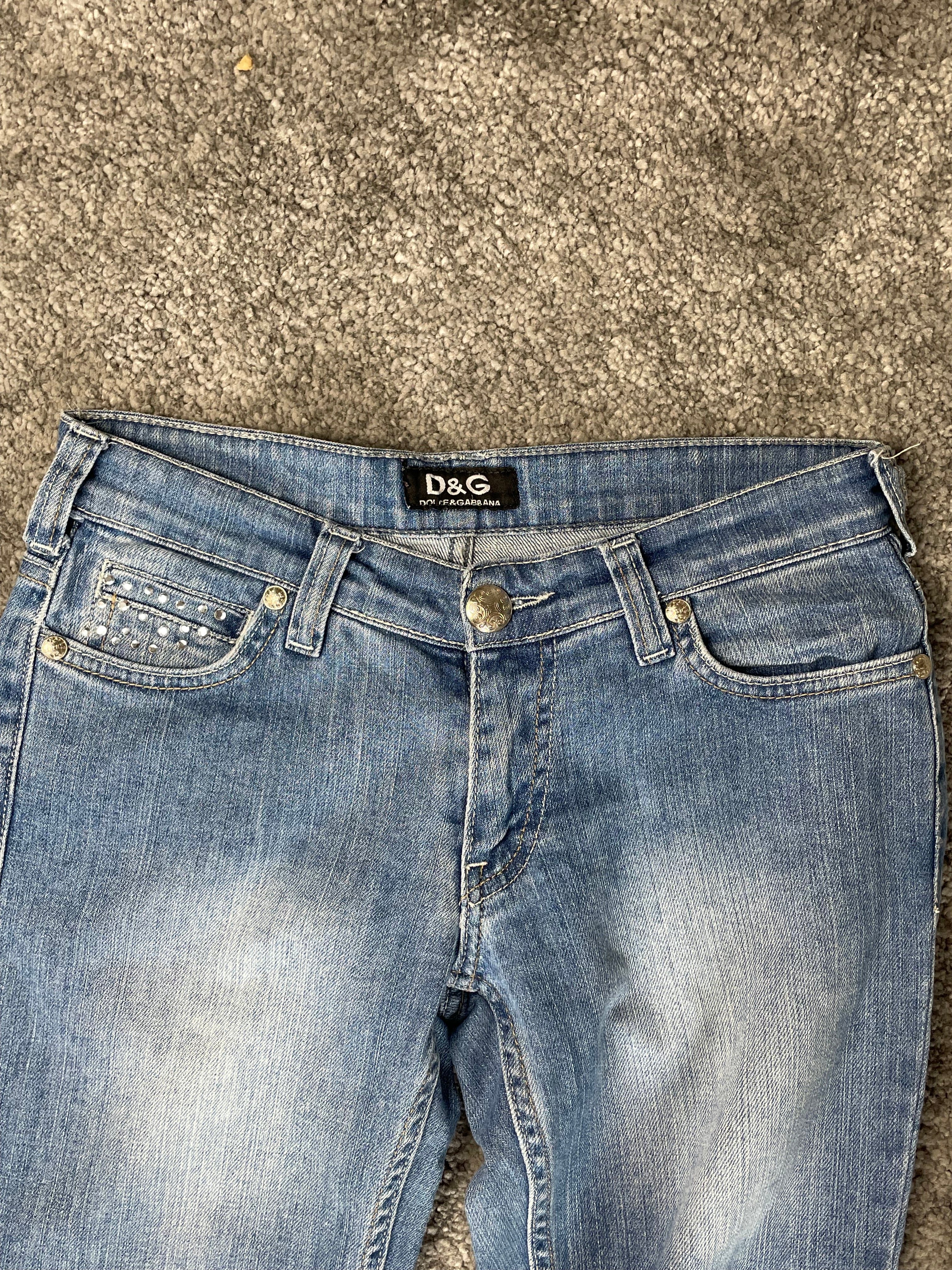 Dolce & Gabbana Strass Pocket Straight Leg Low Waist Jeans (S)