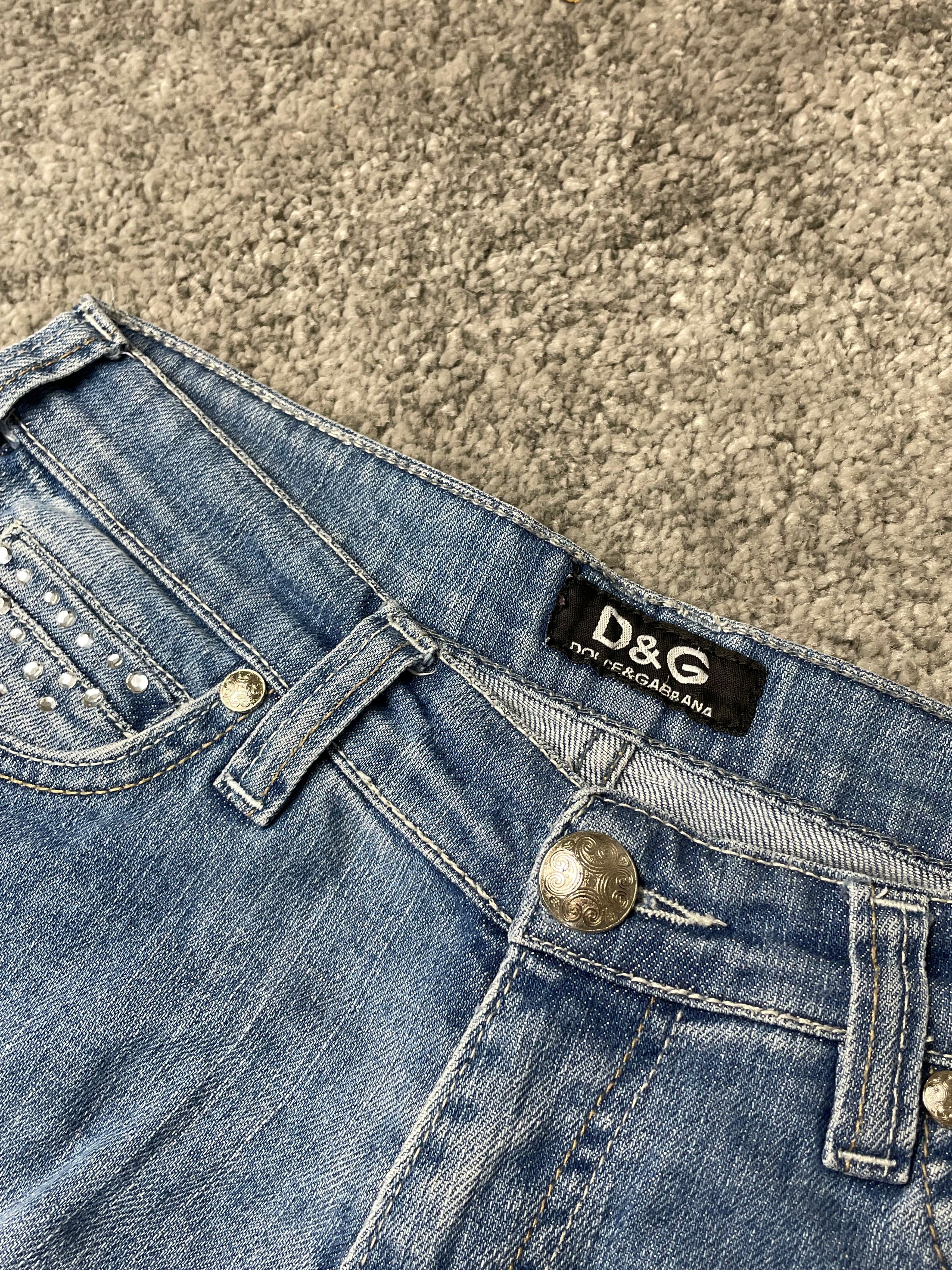 Dolce & Gabbana Strass Pocket Straight Leg Low Waist Jeans (S)