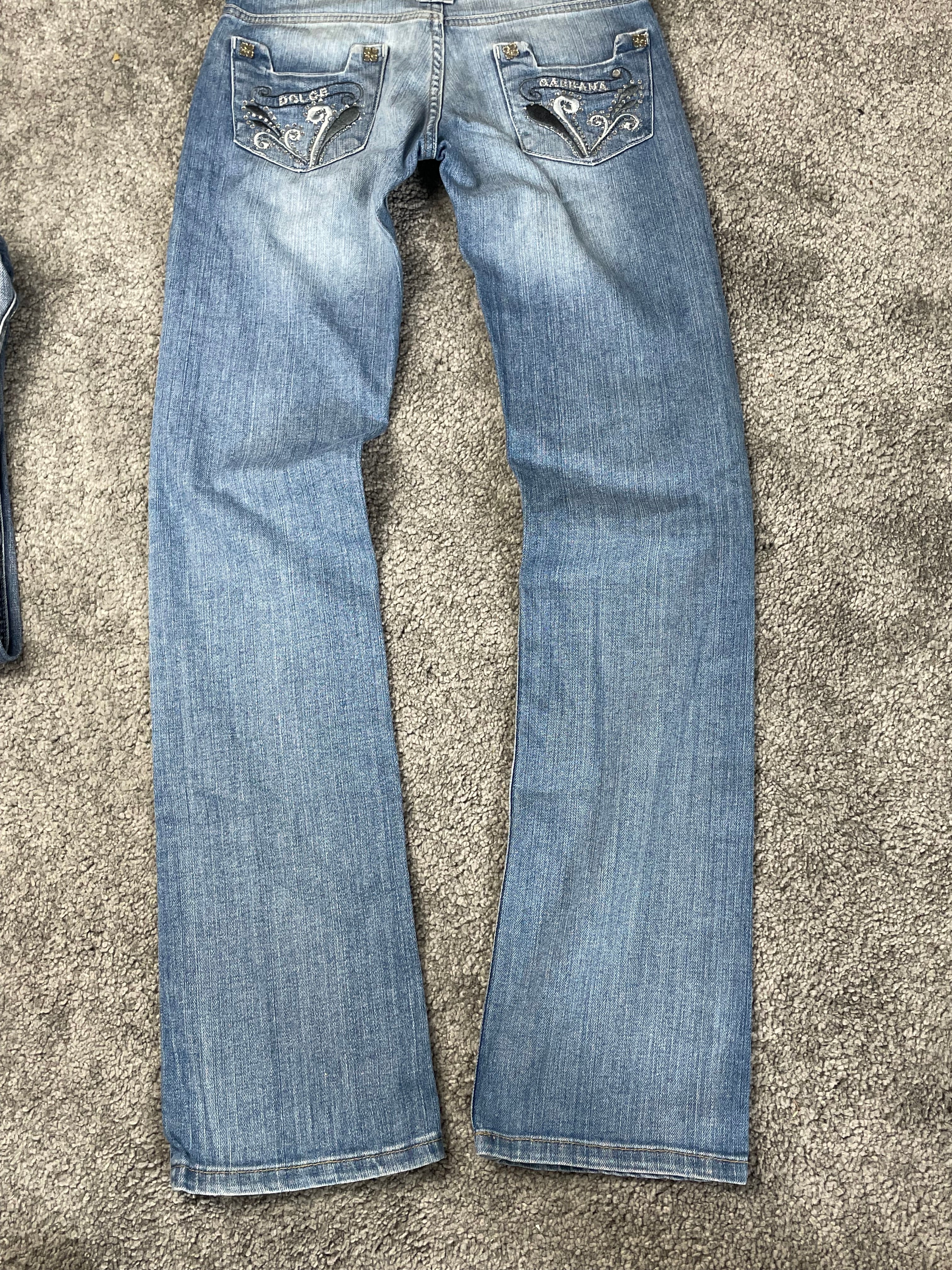 Dolce & Gabbana Strass Pocket Straight Leg Low Waist Jeans (S)