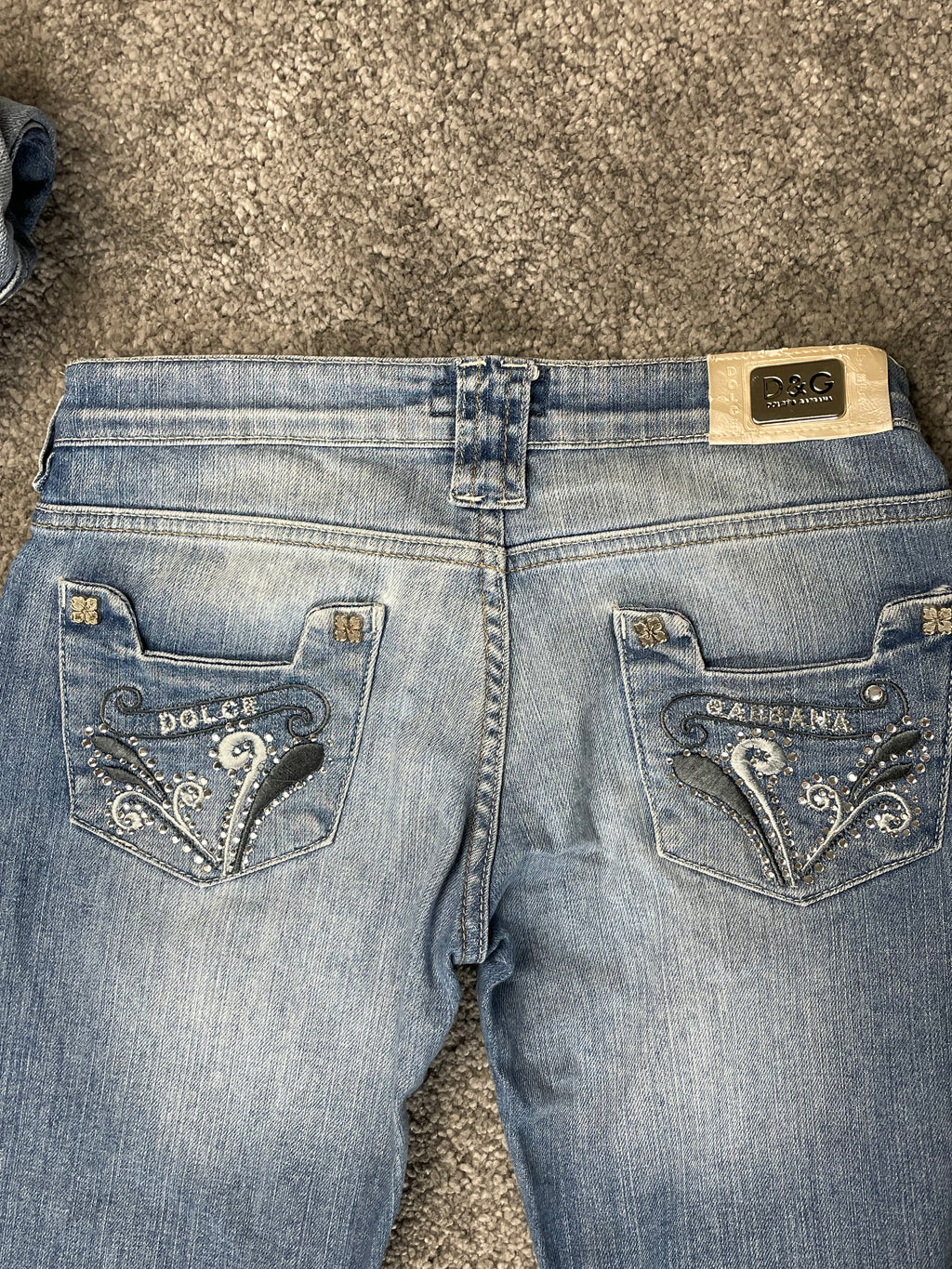 Dolce & Gabbana Strass Pocket Straight Leg Low Waist Jeans (S)