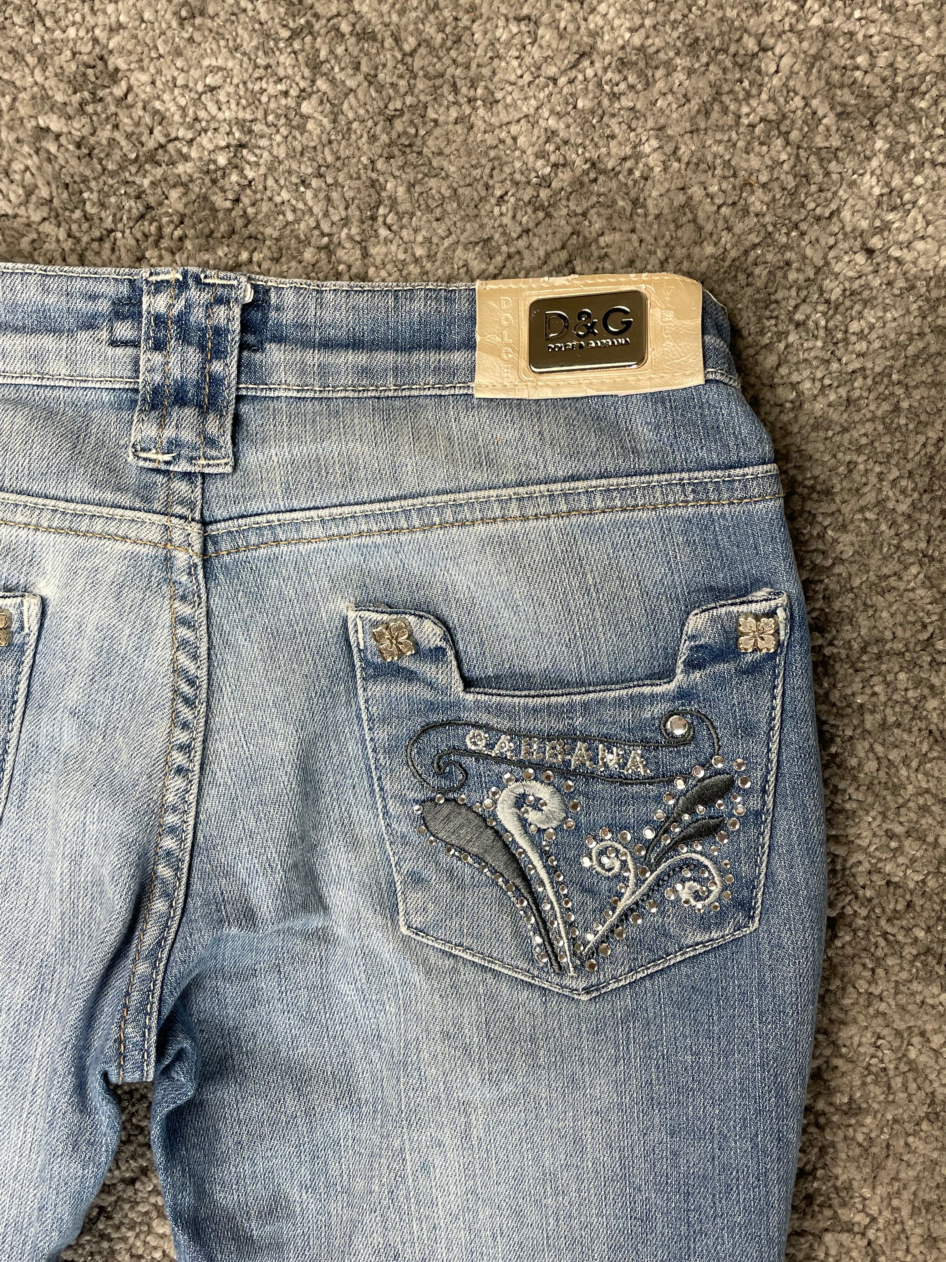 Dolce & Gabbana Strass Pocket Straight Leg Low Waist Jeans (S)